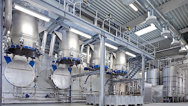 Production hall with modern percolators